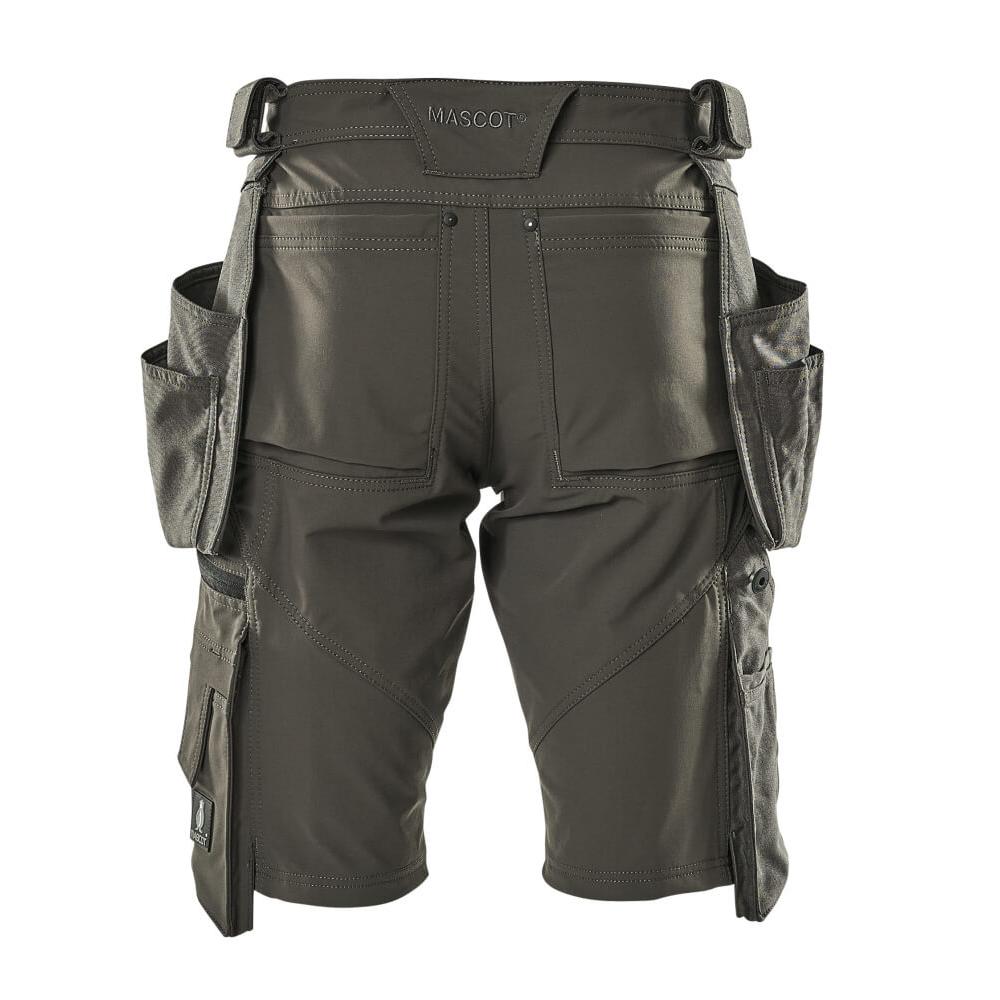 Shorts, removable hanging pockets, stretch craftsman shorts, dark anthracite