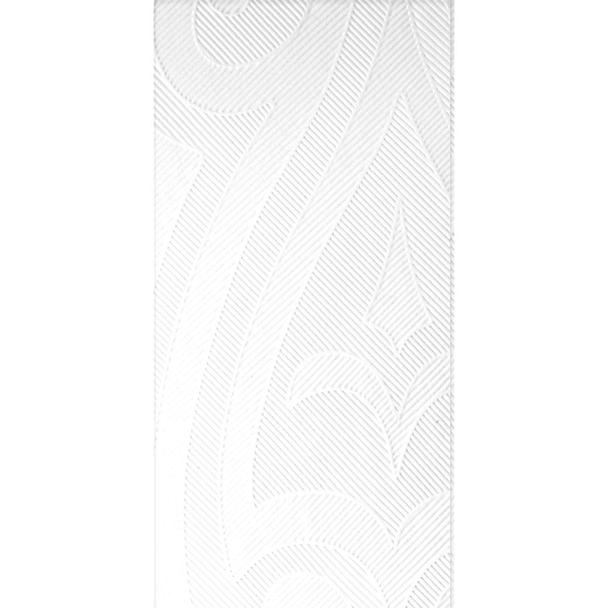 Die Duni GmbH Elegance-Servietten 48 x 48 cm 1/8 Kopffalz Lily weiß haben ein weißes, geprägtes geometrisches und florales Muster mit Rauten, Blättern und geschwungenen Bögen für einen strukturierten Look. Die Packung enthält 40 Servietten.