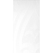 Nahaufnahme einer weißen Serviette Elegance Servietten 48x48 cm von Duni GmbH mit geprägtem geometrischem Lily-Design - ideal für die Tischdekoration. Die Packung enthält 40 Servietten.