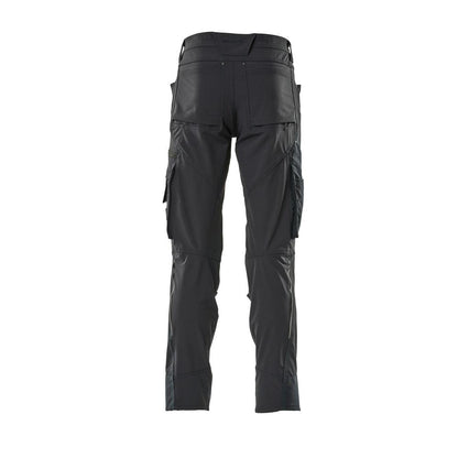 Trousers with knee pockets, stretch, light trousers, black-blue