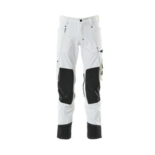 Trousers with knee pockets, stretch, light trousers, white