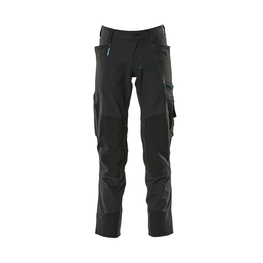 Trousers with knee pockets, stretch, lightweight trousers, black