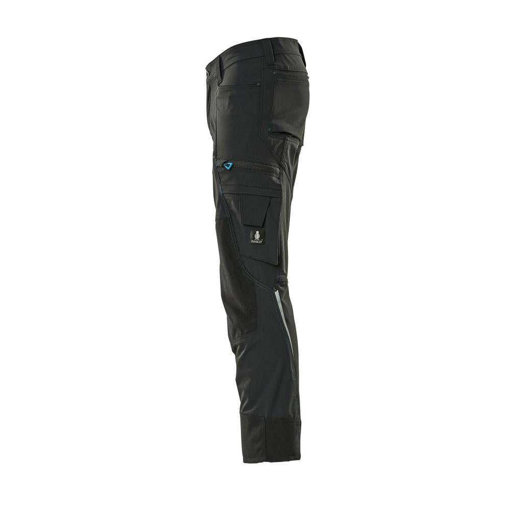Trousers with knee pockets, stretch, lightweight trousers, black