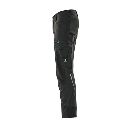 Trousers with knee pockets, stretch, lightweight trousers, black