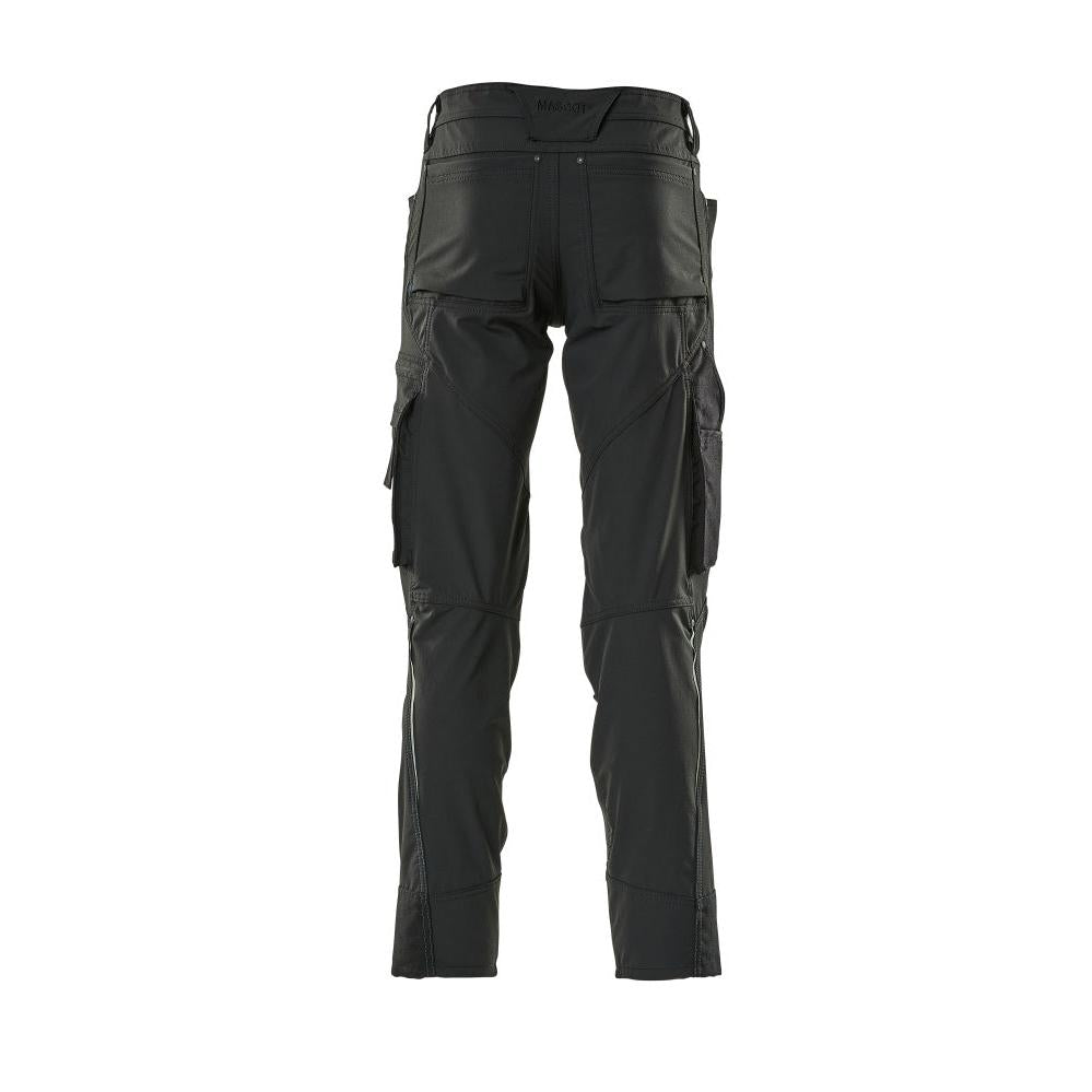 Trousers with knee pockets, stretch, lightweight trousers, black
