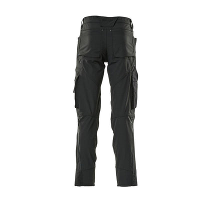 Trousers with knee pockets, stretch, lightweight trousers, black