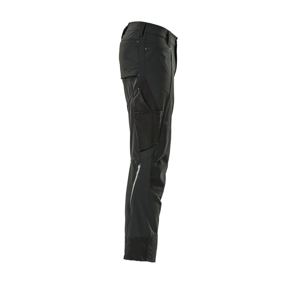 Trousers with knee pockets, stretch, lightweight trousers, black