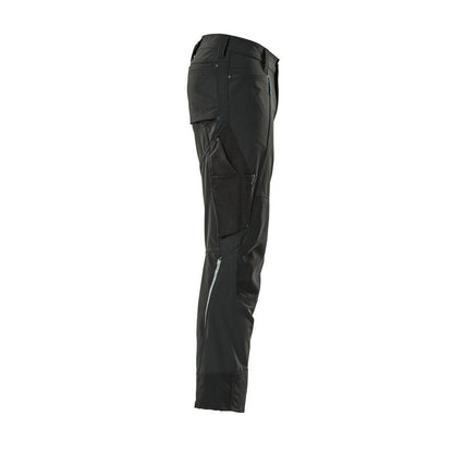 Trousers with knee pockets, stretch, lightweight trousers, black
