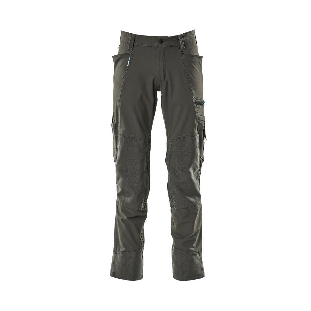 Trousers with knee pockets, stretch, light trousers, dark anthracite
