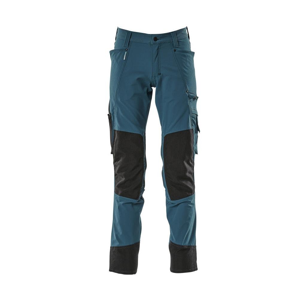 Trousers with knee pockets, stretch, light trousers, dark petroleum