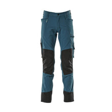 Trousers with knee pockets, stretch, light trousers, dark petroleum