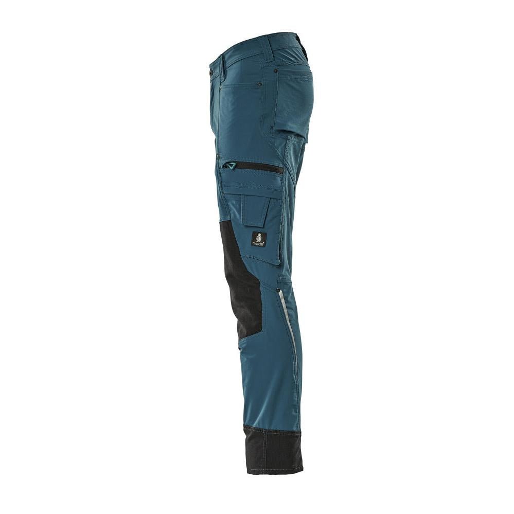 Trousers with knee pockets, stretch, light trousers, dark petroleum