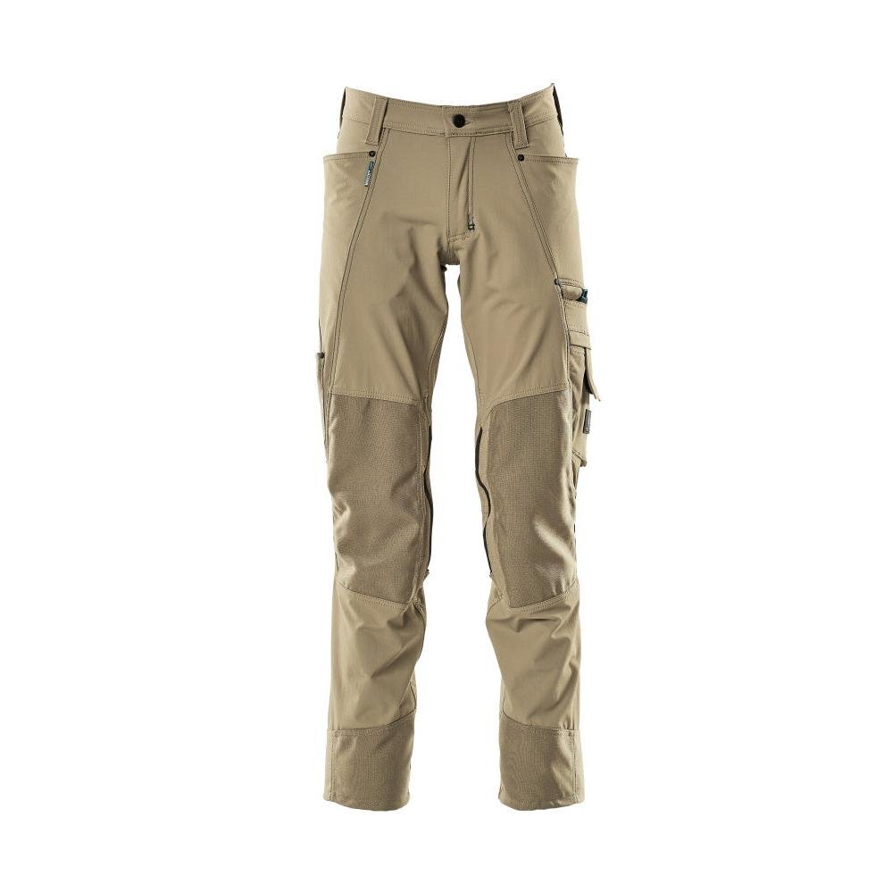 Trousers with knee pockets, stretch, light trousers, light khaki