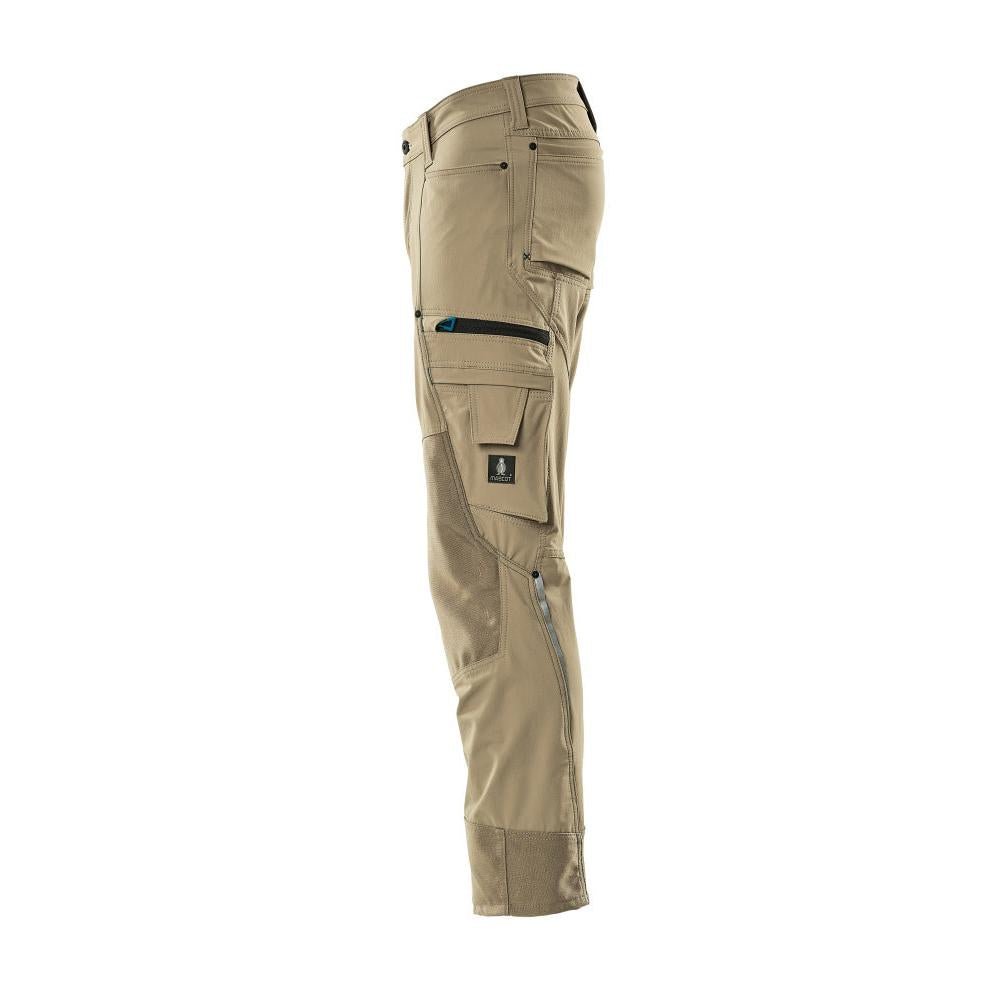 Trousers with knee pockets, stretch, light trousers, light khaki
