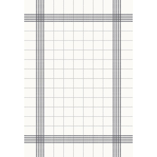 Die Handtuchserviette 38 x 54 cm flat-pack weiß/grau von Duni GmbH zeigt ein Gittermuster mit hellgrauen Linien und einem kräftigen quadratischen Rahmen - ideal für eine moderne Tischdekoration oder zur Kombination mit Tuchservietten. Die Packung enthält 50 Stück.