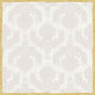 A light gray damask background with ornate floral shapes is enclosed by a textured gold frame, reminiscent of the Dunicel table cover 84x84 cm, Royal White | Pack (20 pieces) by Duni GmbH.