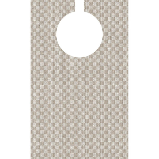 Das Dunisoft-Lätzchen 40 x 65 cm Grubben der Duni GmbH mit beige-weißem Karomuster und großem weißen Oval ist ideal für Pflegeeinrichtungen, die stilvolle, saugfähige Lätzchen im 50er-Pack suchen.