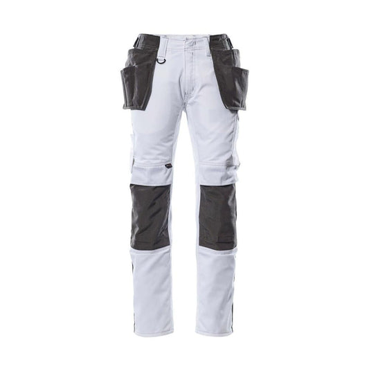 Trousers with hanging pockets, light weight trousers, white/dark anthracite