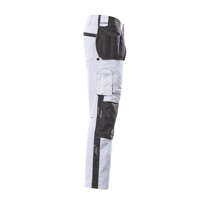 Trousers with hanging pockets, light weight trousers, white/dark anthracite