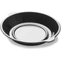The DF Pearl L1 - 1-divided 1 Black PP Ø250x42 bowl from Duni GmbH is a round, flat bowl with a small rim, perfect for the catering industry. It is delivered in packs of 350 pieces and is photographed on a white background.