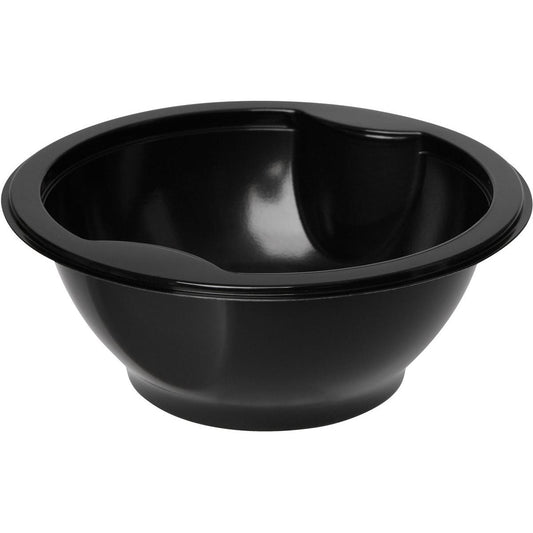 Die Duni GmbH Multi-Schale Schwarz PP+MIN 153x153 in Schwarz, mit breitem Rand und integriertem Ausguss, ist auf weißem Grund abgebildet - ideal für den vielseitigen Einsatz in der Küche.