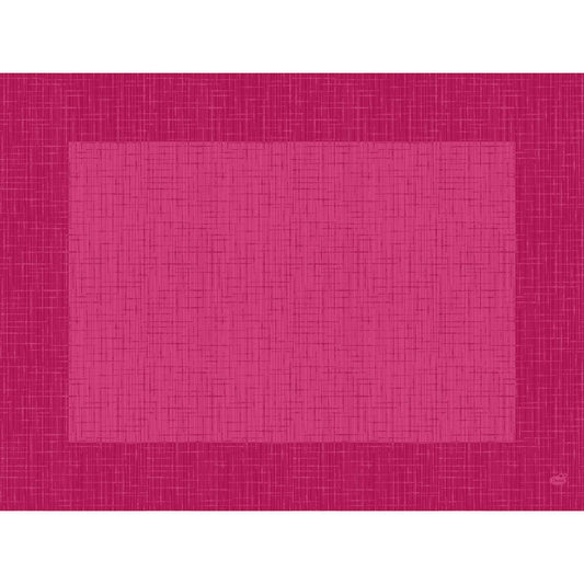 Ein rosafarbenes Quadrat mit gitterartiger Struktur wird von einem dunkleren fuchsiafarbenen Linnea-Muster umrandet, das einen abstrakten, geometrischen Look erzeugt. Abgebildet: Dunicel-Tischsets 30 x 40 cm Linnea fuchsia (100 Stück) von Duni GmbH.