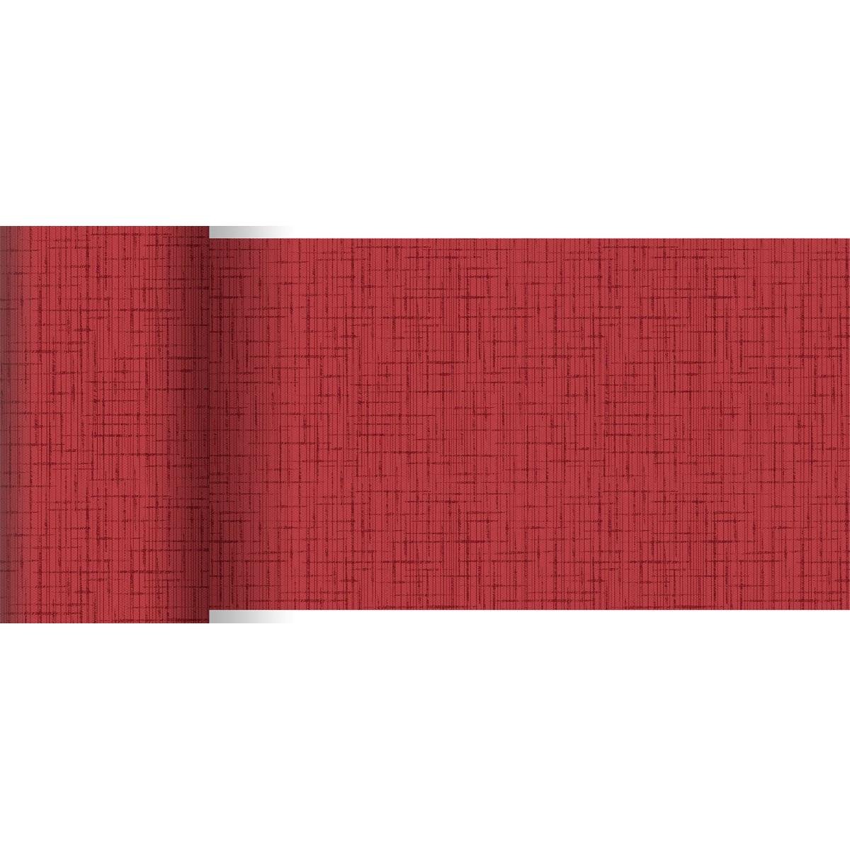 The Dunicel table runner 20 m x 15 cm from Duni GmbH, with its subtle red grid pattern, is perfect as a modern table decoration or runner, versatile in use.