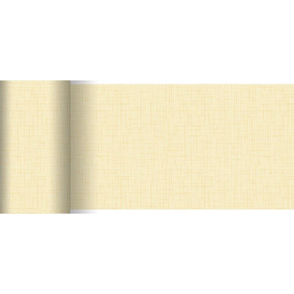 The Dunicel table runner from Duni GmbH (20 m x 15 cm) is a beige, subtly textured crosshatch table runner, ideal for modern table decorations. Its simple yet elegant design also stands out well under lighting.
