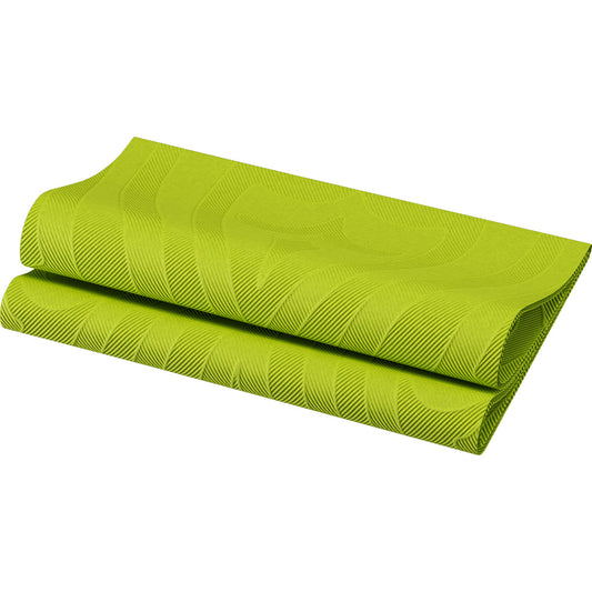 Eine erfrischende kiwigrüne Yogamatte Lily mit gewellter Struktur, die an die Elegance-Servietten 40 x 40 cm der Duni GmbH erinnert, auf weißem Hintergrund.