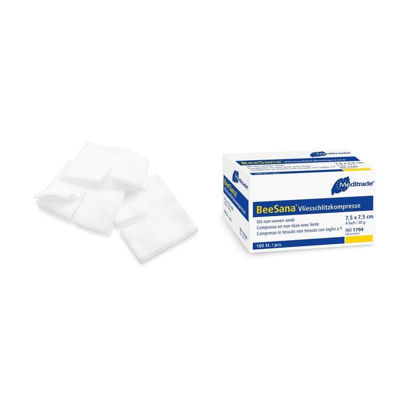 BeeSana® fleece slit compress, non-sterile, 4-fold