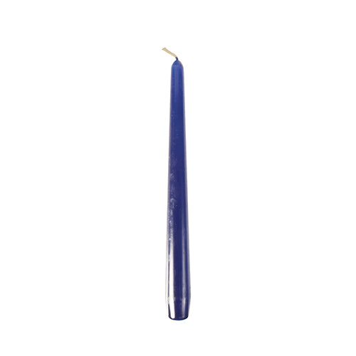 Eine einzelne, nicht angezündete Starpak 50 Leuchterkerze (dunkelblau, 25 cm hoch, Ø 2,2 cm) steht aufrecht auf weißem Grund mit leicht spitzer Spitze und sichtbarem Docht.