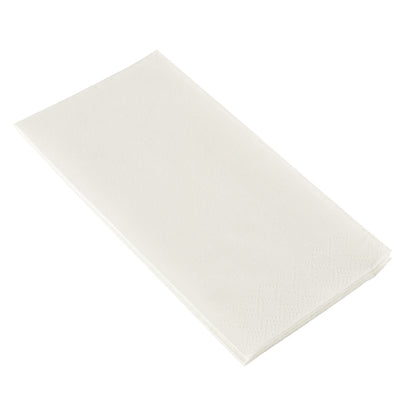 A stack of PAPSTAR napkins 2-ply, 33x33 cm, white, head-fold (250 pieces) from PAPSTAR GmbH is neatly folded into rectangles and placed on a white background.