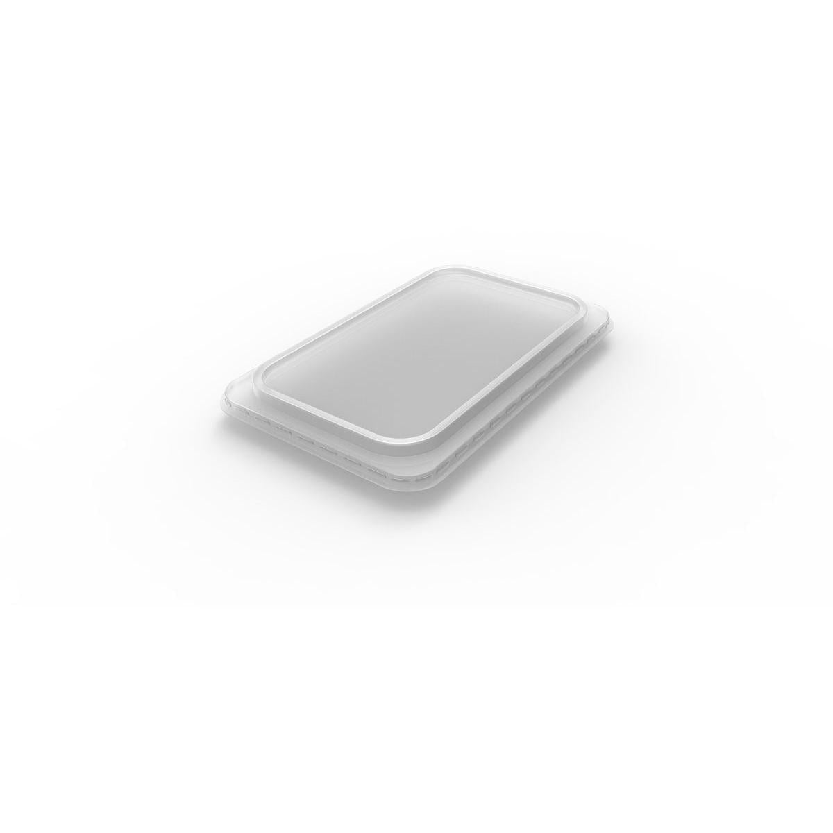 The Duni GmbH lid for 1/4 GN menu trays is a transparent PP lid (272x173 mm), perfect for keeping food fresh in the catering industry. Sold in packs of 225 pieces, shown here on a white background.