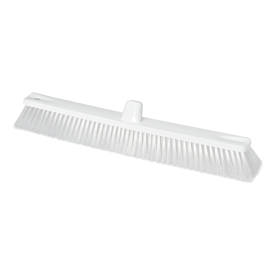 The Nölle Profi Brush HACCP large-area broom from Nölle Profi Brush Bürsten- & Pinseltechnik e.K. features a white head with 0.50 mm hard bristles and a central socket, ideal for efficient floor cleaning in HACCP-regulated environments.