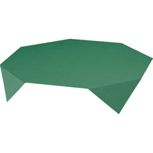 A geometric table with an irregular, polygonal top and angled legs in hunter green, seen from above on white - ideal for presenting the Dunisilk tablecloth 84x84 cm in hunter green from Duni GmbH (pack of 100, premium quality).
