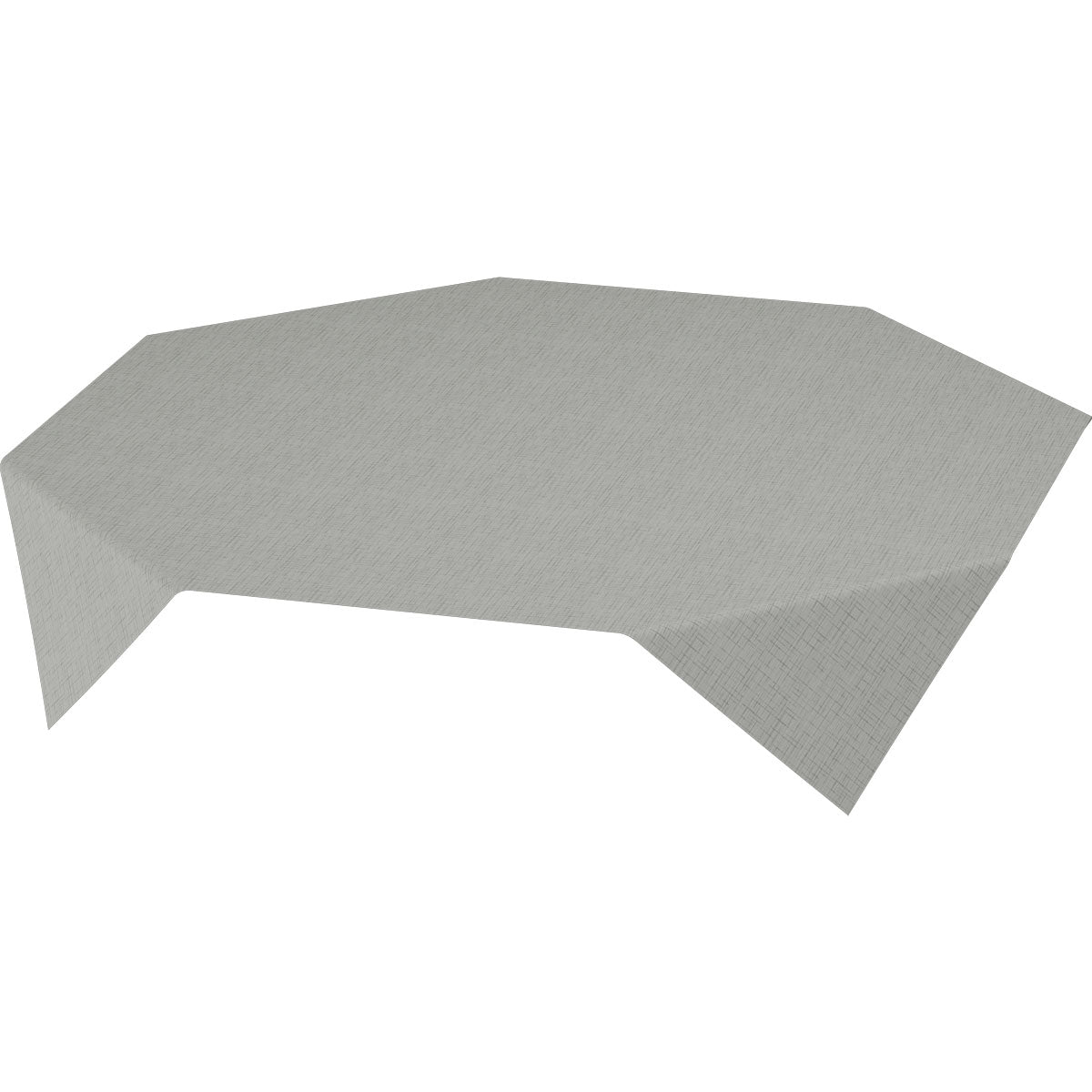 Eine Dunisilk-Mitteldecke 84 x 84 cm in Linnea granitgrau der Duni GmbH deckt die Fläche ab, wobei der hellgraue, strukturierte Stoff gleichmäßig über die Kanten fällt. Wird in einer Packung mit 20 Stück geliefert.