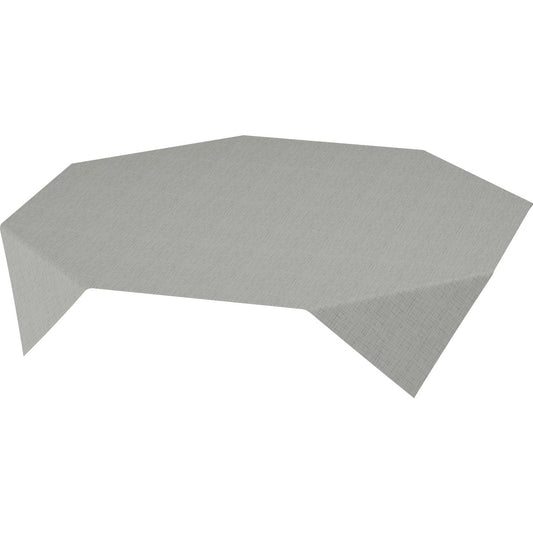 Eine Dunisilk-Mitteldecke 84 x 84 cm in Linnea granitgrau der Duni GmbH deckt die Fläche ab, wobei der hellgraue, strukturierte Stoff gleichmäßig über die Kanten fällt. Wird in einer Packung mit 20 Stück geliefert.