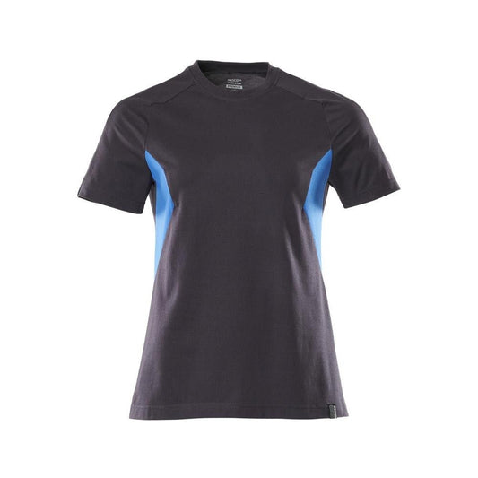 T-shirt, women's women's t-shirt, black blue/azure blue