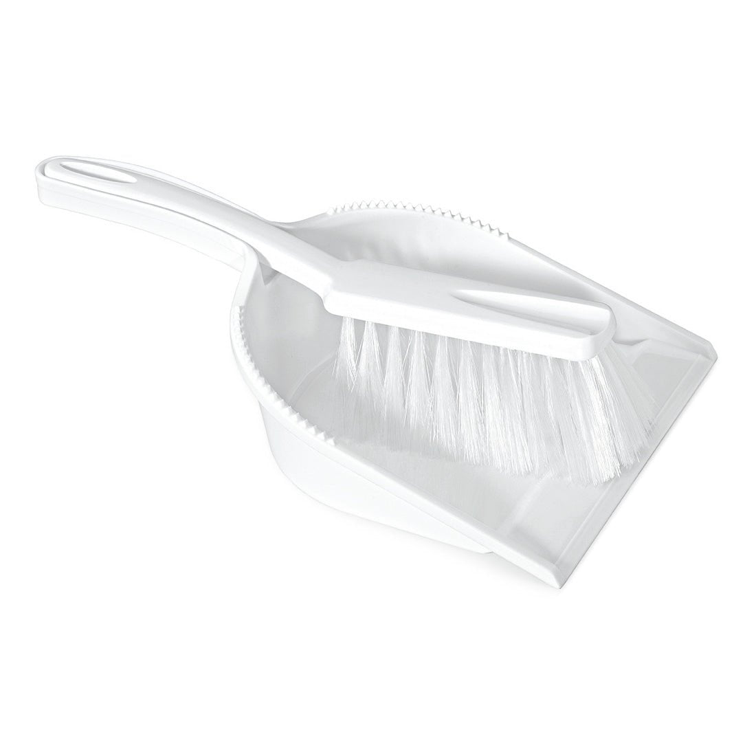 Shown is the Nölle Profi Brush HACCP sweeping set bristle 0.25 mm soft bristles from Nölle Profi Brush Bürsten- & Pinseltechnik e.K. with a white dustpan and soft bristle brush in HACCP-compliant design.