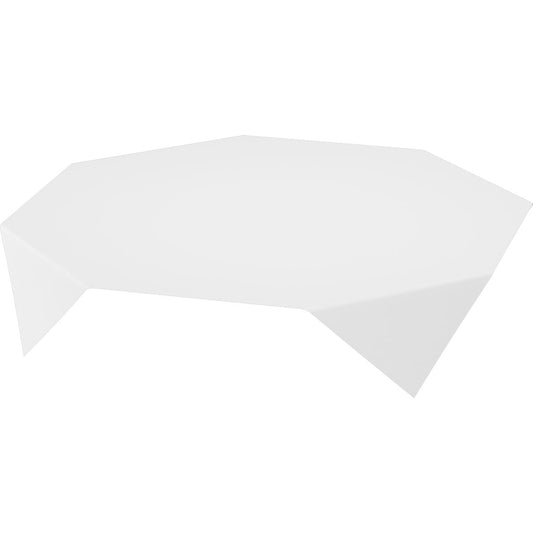 Die Duni GmbH Evolin-Mitteldecken 84 x 84 cm in Weiß (14er-Pack) sind vor einem unifarbenen Hintergrund abgebildet - ideal für eine moderne, minimalistische Tischdekoration mit ihrem klaren, geometrischen Look und scharfen Kanten.