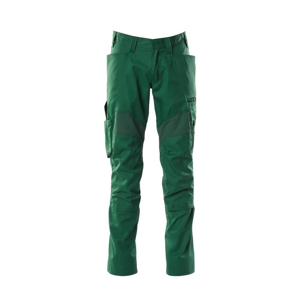 Trousers with knee pockets, stretch inserts trousers, green