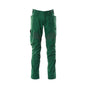 Trousers with knee pockets, stretch inserts trousers, green