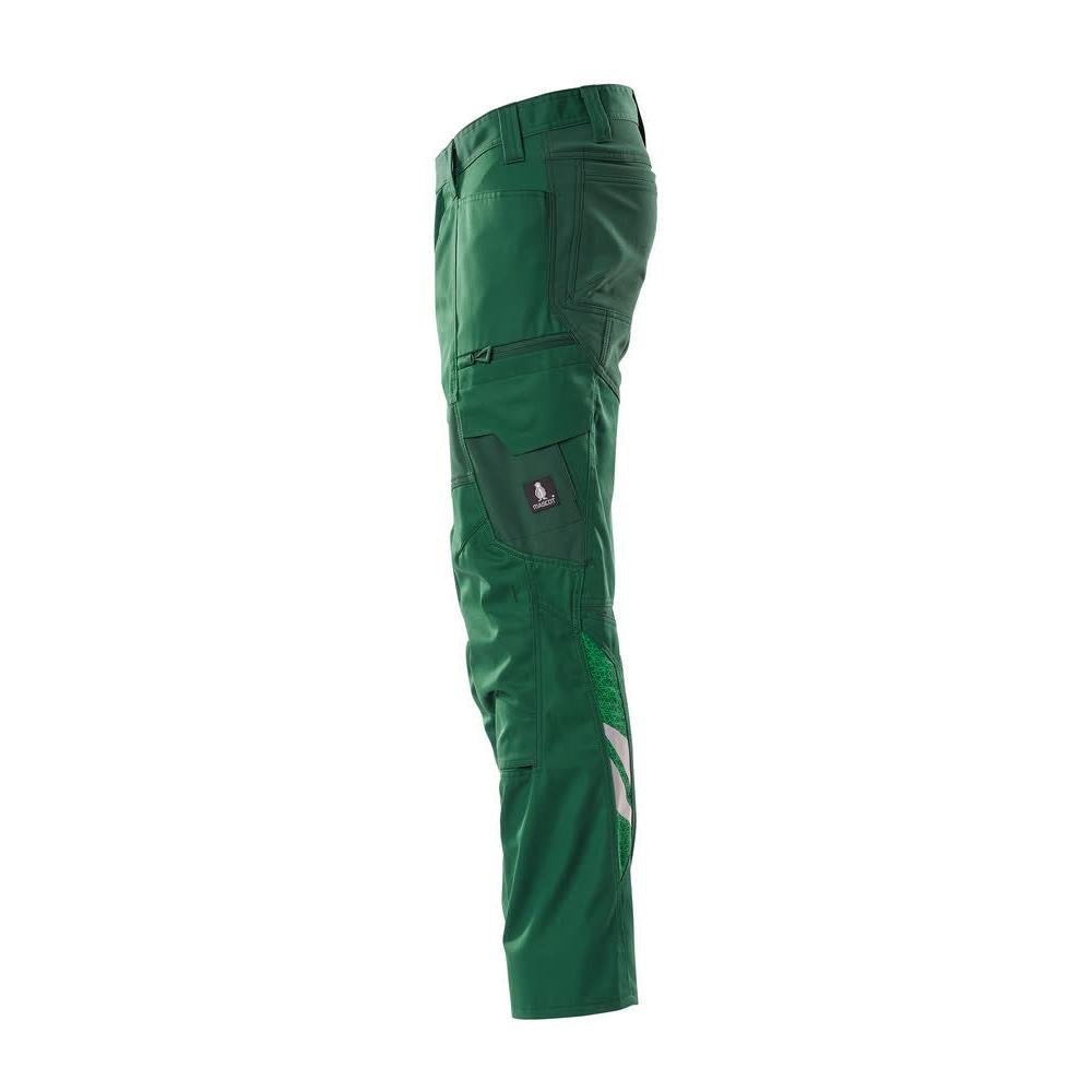 Trousers with knee pockets, stretch inserts trousers, green