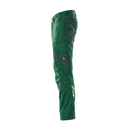 Trousers with knee pockets, stretch inserts trousers, green