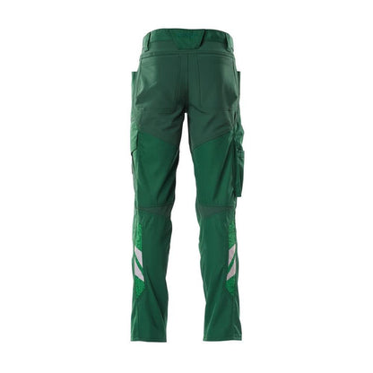 Trousers with knee pockets, stretch inserts trousers, green