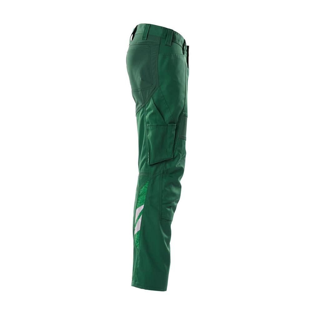 Trousers with knee pockets, stretch inserts trousers, green
