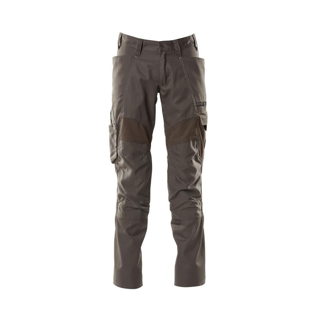 Trousers with knee pockets, stretch inserts trousers, dark anthracite