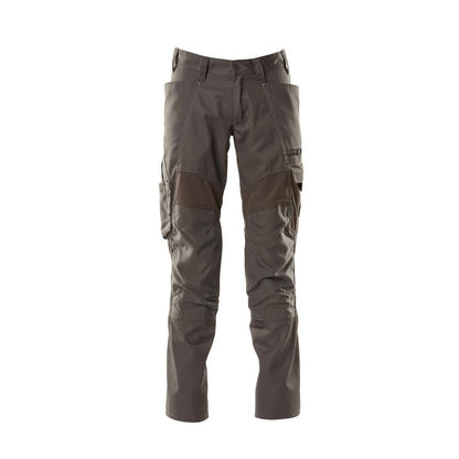 Trousers with knee pockets, stretch inserts trousers, dark anthracite