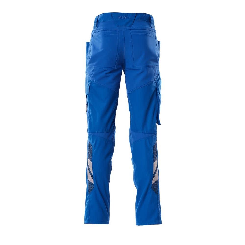 Trousers with knee pockets, stretch inserts trousers, azure blue