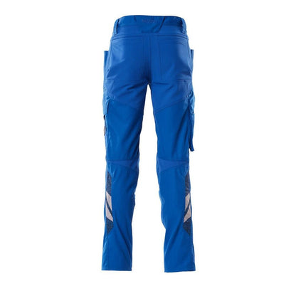 Trousers with knee pockets, stretch inserts trousers, azure blue